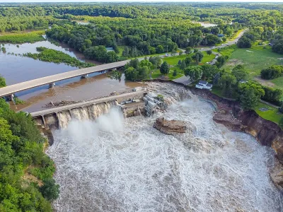 Aerial view of Rapidan Dam failure in June 2024.