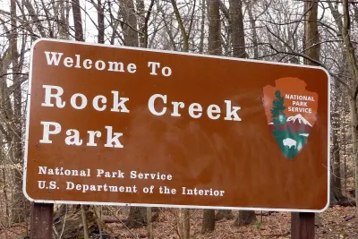 Welcome sign for Rock Creek Park, Washington. D.C.
