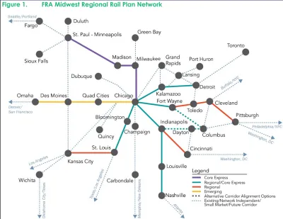 Stylized rendering of the Midwest Regional Rail Network