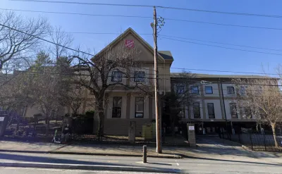 Google street view of brick two-story building housing Salvation Army supportive housing shelter in Atlanta, Georgia.