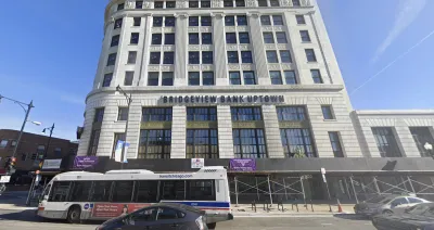 Google street view of multistory white Bridgeview Bank building in Chicago, Illinois.
