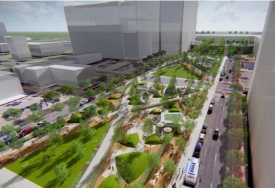 Rendering of proposed South Loop Link Park over I 670 in Kansas City, MO