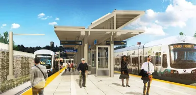 Rendering of proposed East Link light rail station.