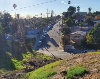 Vacant lot on hillside in East Los Angeles.