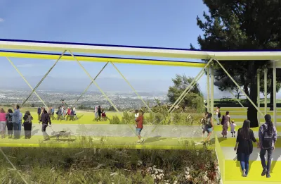 Rendering of pedestrian walkway on hilltop at Puente Hills Landfill Park.
