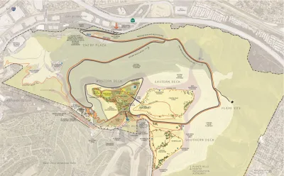 Bird's eye schematic of Puente Hills Landfill Park redevelopment project.