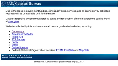 Census.gov shutdown message