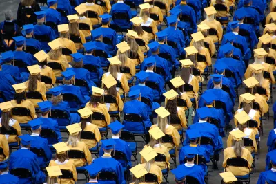Students at a graduation ceremony