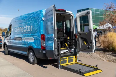 Blue Denver Connector transit van with wheelchair lift