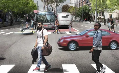 Rendering of Van Ness Avenue with Bus Rapid Transit