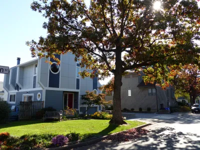 Two-story wooden homes with big tree in front in Arlington County, Virginia
