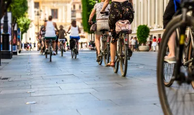 Group of bicyclists on a city street