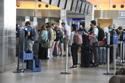 People in line at airport security