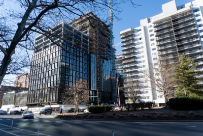 Glass towers, part of Amazon HQ2 in Arlington, Virginia under construction