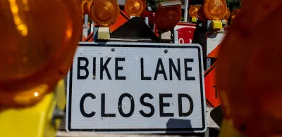 Close-up of "Bike Lane Closed" sign