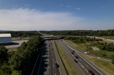 Aerial view of four-lane Interstate 270 in Maryland, USA