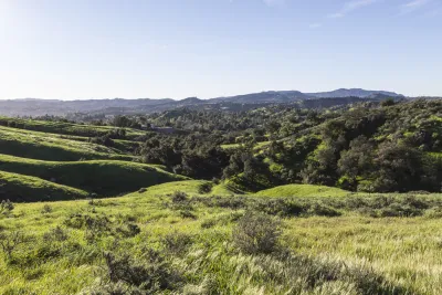 Rolling green hills in San Fernando Valley, Los Angeles