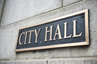 Plaque with City Hall engraved