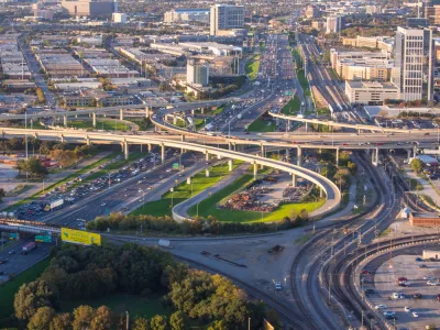 Aerial view of Dallas freeways