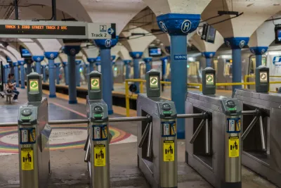 Entry turnstiles to the New York New Jersey PATH Tubes in Hoboken