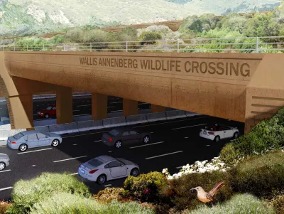 Rendering of wildlife crossing over 101 freeway in Los Angeles County.