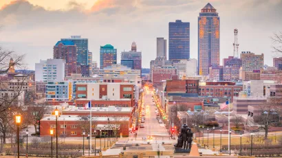Downtown Des Moines, Iowa skyline.