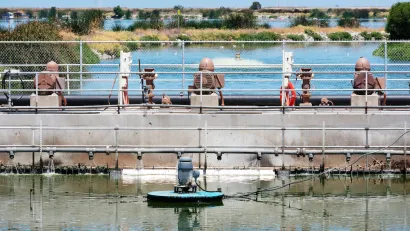 Wastewater treatment ponds.