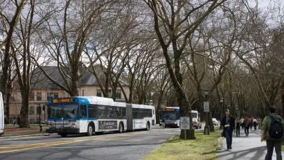 Community Transit buses at the University of Washington, Seattle.