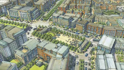 A rendering of the Utah City master planned, mixed-use development.