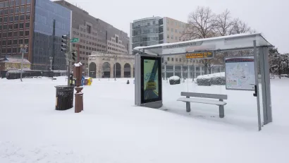 Snowy Washington, D.C. bus stop