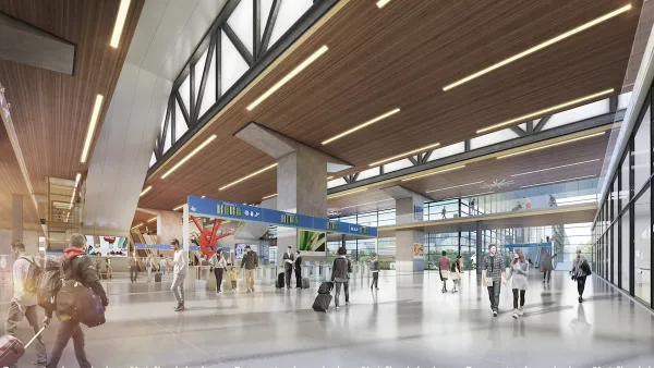 Rendering of proposed Dallas station for Texas Central bullet train.