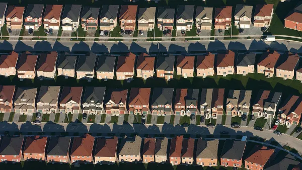 aerial view of identical suburban homes