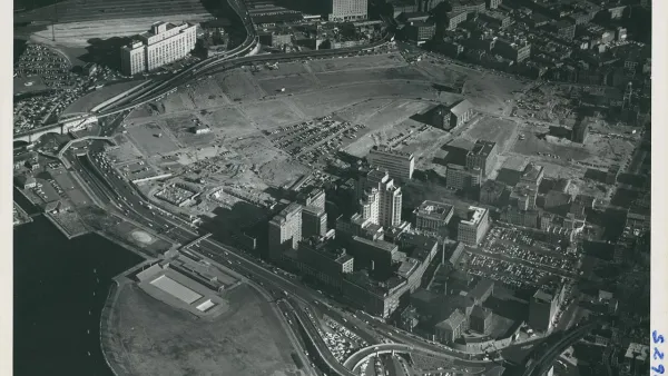 A historoci image of West End Boston, cleared completely of buildings to make way for a massive urban renewal program that would include the city's present-day City Hall.