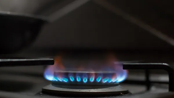 Natural gas stove with blue flame