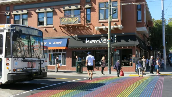Castro Street Pedcrossing with Rainbow Flag Colour