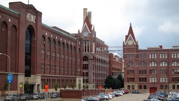 A photo of the former Heinz factory in Pennsylvania, renovated as condominiums and apartments.