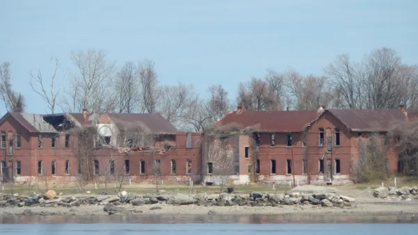 Abandoned buildings on Hart Island