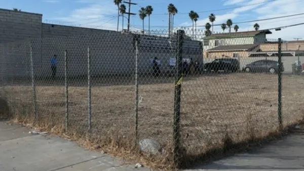 Fenced off vacant lot in Los Angeles