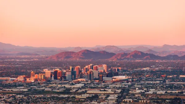 Sunset view of downtown Phoenix, Arizona.