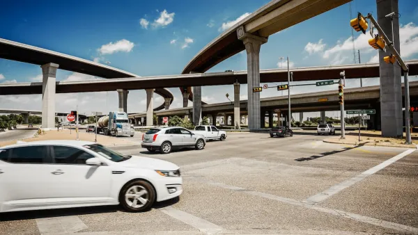 Freeway interchange with traffic in Austin, Texas.