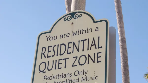 Close-up of "Residential Quiet Zone" sign.