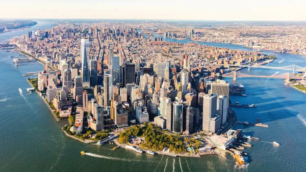Aerial view of lower Manhattan, New York City.