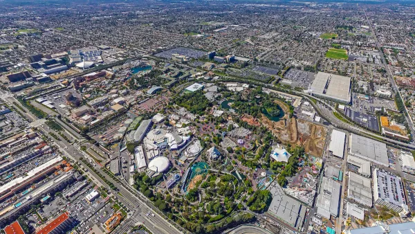 Aerial view of Disneyland park in Anaheim, California.