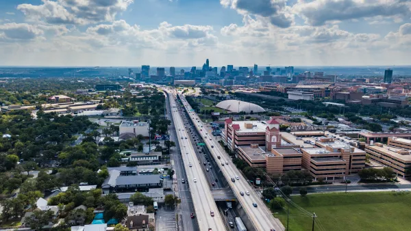 Austi city skyline with freeway in foreground