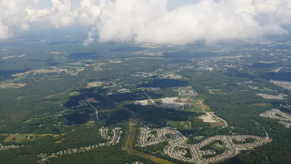 Aerial view of Arlington County, Virginia from an airplane.