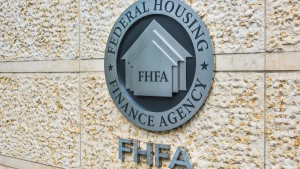 ederal Housing Finance Agency seal in downtown with closeup of sign and logo