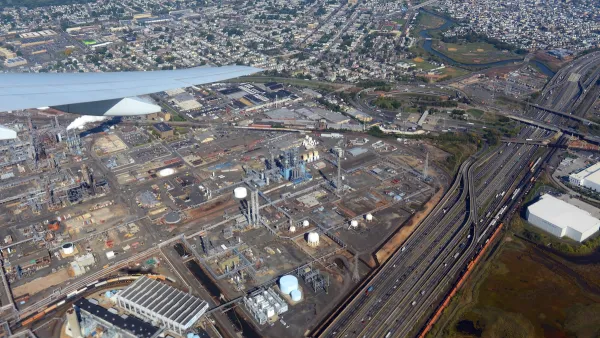 Aerial view of Bayway refinery in Elizabeth City, New Jersey.