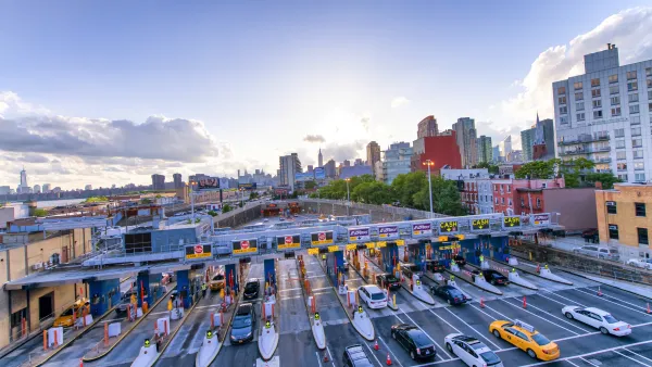 Cars in line at New York City tollbooths