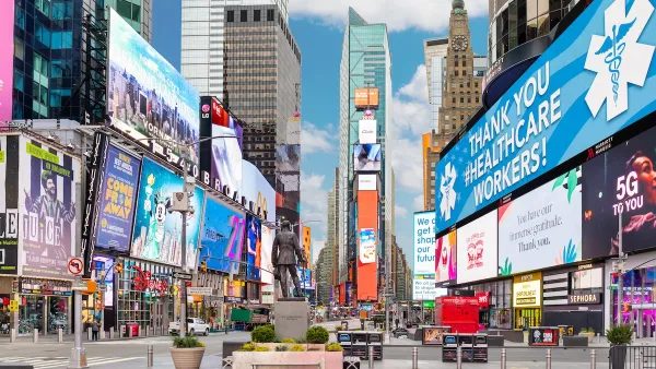 Times Square in New York City empty during the Covid-19 pandemic.