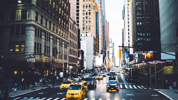 Traffic congestion on New York City street.